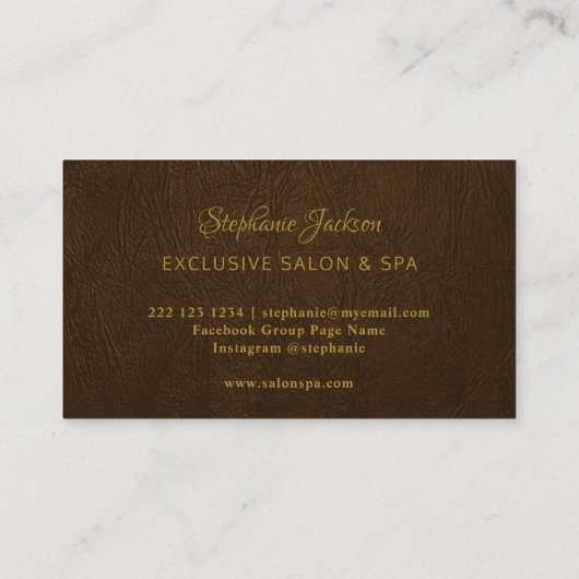 Elegant brown leather gold frame professional 名刺 (裏面)