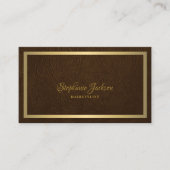 Elegant brown leather gold frame professional 名刺 (正面)