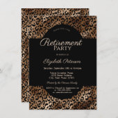 Elegant Brown Leopard Print Retirement Party 招待状 (正面/裏面)