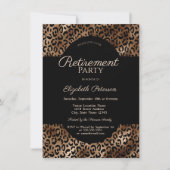 Elegant Brown Leopard Print Retirement Party 招待状 (正面)