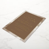 Elegant Brown Marbled Wedding Invitation 箔招待状 (回転した状態)