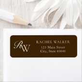 Elegant Brown Monogram Return Address ラベル (インサイチュ)