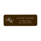Elegant Brown Monogram Return Address ラベル (正面)