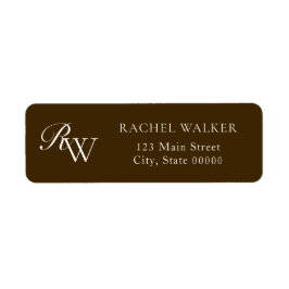 Elegant Brown Monogram Return Address ラベル
