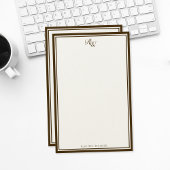 Elegant Brown Monogram Two Border 便箋