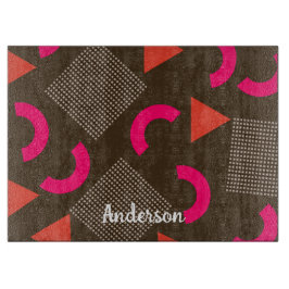 Elegant Brown Orange Geometric Personalized Name  カッティングボード