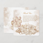 Elegant Brown & Pastel Baby Shower card サンキューカード (正面/裏面)