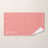 Elegant Brown Pink Abstract Script Name Towel バスタオルセット (ハンドタオル)