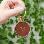 Elegant Brown Pink Glitter Monogram Keychain キーホルダー (手)