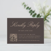 Elegant Brown QR Code Wedding 出欠カード (スタンド正面)