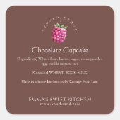 Elegant Brown Raspberry Bakery Ingredient スクエアシール (正面)