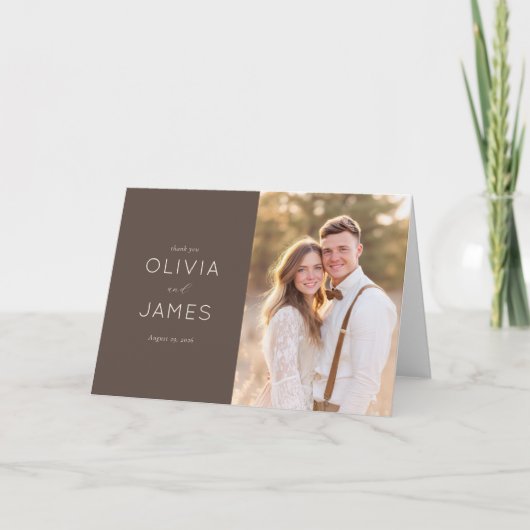 Elegant Brown Romantic Photography サンキューカード (正面)
