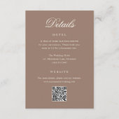 Elegant Brown Romantic QR Code Wedding エンクロージャーカード (正面)