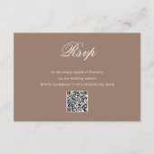 Elegant Brown Romantic QR Code Wedding 出欠カード (正面)