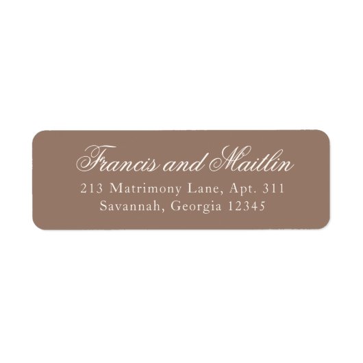 Elegant Brown Romantic Wedding ラベル (正面)