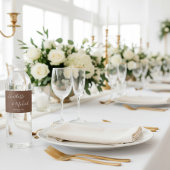 Elegant Brown Script Minimalist Wedding ペットボトルラベル