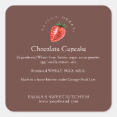 Elegant Brown Strawberry Bakery Ingredient スクエアシール (正面)