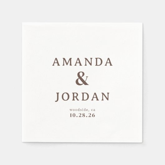 Elegant Brown Typographic スタンダードカクテルナプキン (正面)