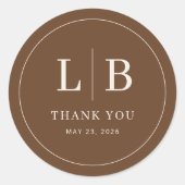 Elegant Brown Typographic Thank You ラウンドシール (正面)