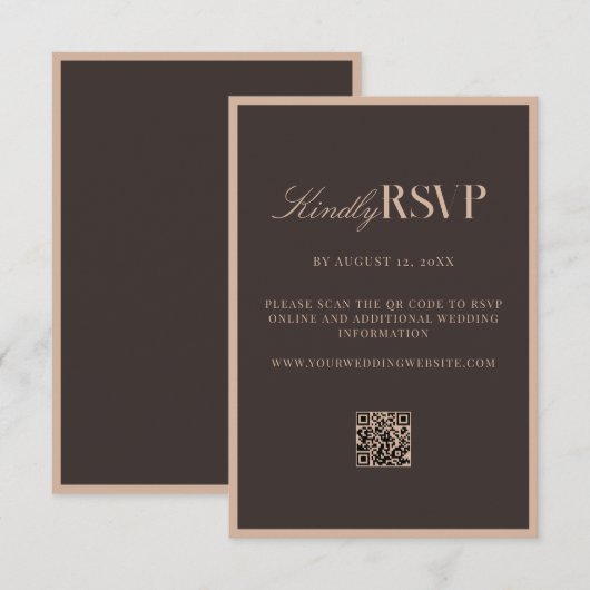 Elegant Brown Wedding 出欠カード (正面/裏面)