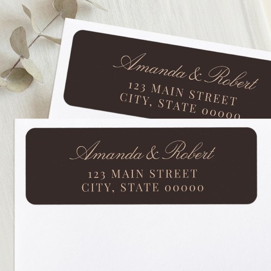 Elegant Brown Wedding Return Address ラベル