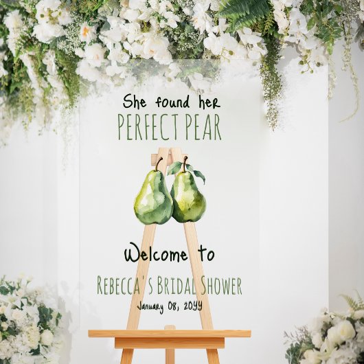 Elegant Brunch Perfect Pear Bridal Shower Welcome アクリルサイン