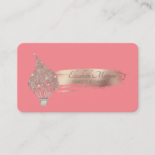 Elegant Brush Stroke Glitter Whisk Sweets 名刺 (正面)