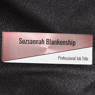 Elegant Brushed Pink Metal Professional  Name Tag 名札