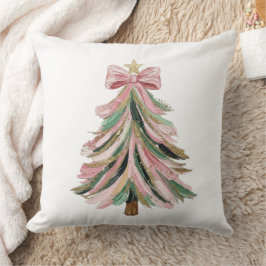 Elegant Brushstroke Christmas Tree Pillow クッション