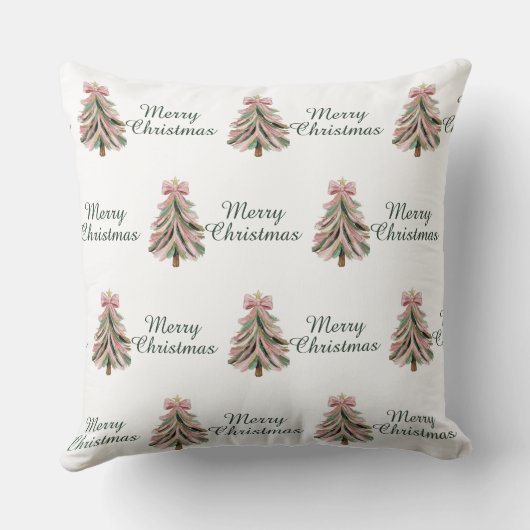 Elegant Brushstroke Christmas Tree Pillow クッション (裏面)