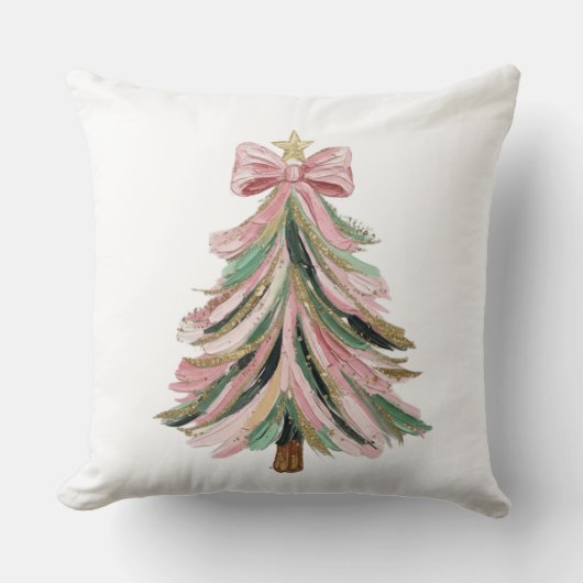 Elegant Brushstroke Christmas Tree Pillow クッション (正面)