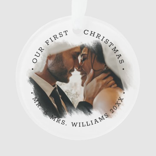 Elegant Brushstroke Overlay Photo Acrylic Ornament オーナメント (正面)