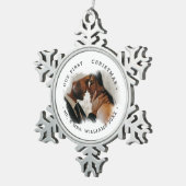 Elegant Brushstroke Overlay Photo | Mr. & Mrs. スノーフレークピューターオーナメント (右)