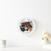 Elegant Brushstroke Overlay Photo | Mr. & Mrs.  ラウンド壁時計 (ホーム)