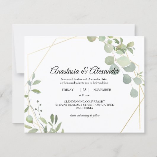 Elegant Budget Invitation to wedding ceremony. (正面)