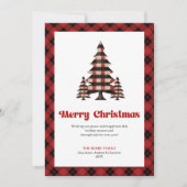 Elegant Buffalo Check Christmas Tree Greeting シーズンカード (正面)