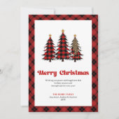 Elegant Buffalo Check Christmas Trees Card シーズンカード (正面)