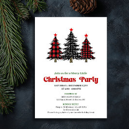 Elegant Buffalo Christmas Tree Holiday Printable 招待状