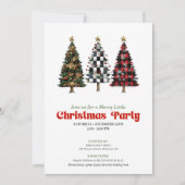 Elegant buffalo plaid Christmas tree party invite 招待状 (正面)