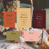 Elegant Burgundry Script Wedding Invitation 招待状