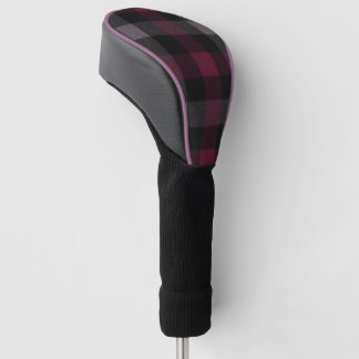 Elegant Burgundy and Black Buffalo Plaid Golf Head ゴルフヘッドカバー