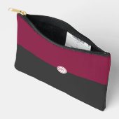 Elegant Burgundy and Black Color Block Monogram アクセサリーポーチ (見開き)