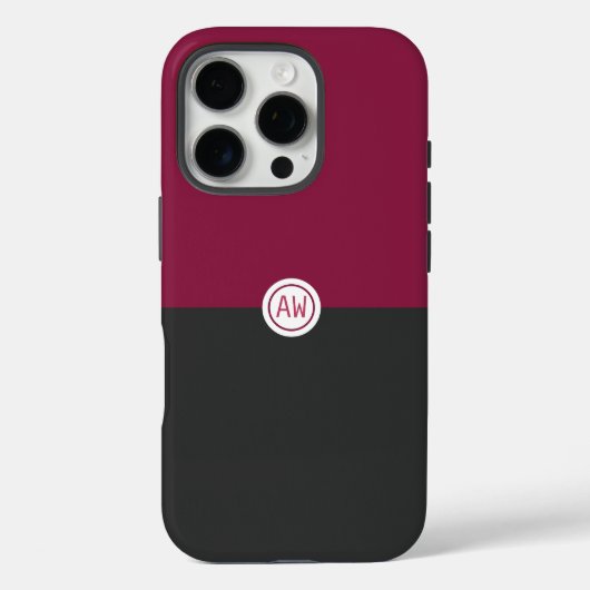 Elegant Burgundy and Black Monogram Case-Mate iPhoneケース (裏面)