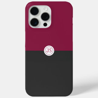Elegant Burgundy and Black Monogram iPhone 15 Pro Maxケース
