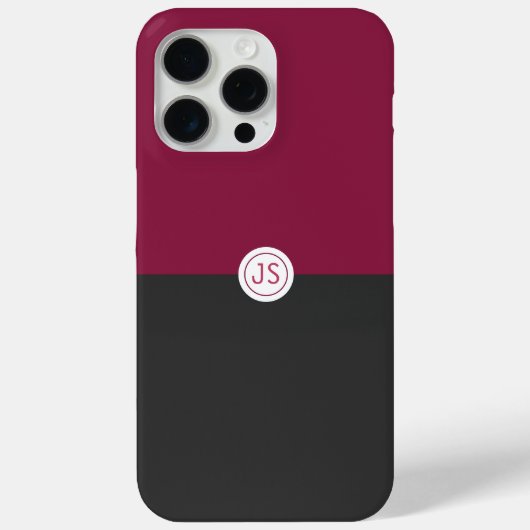 Elegant Burgundy and Black Monogram Case-Mate iPhoneケース (裏面)