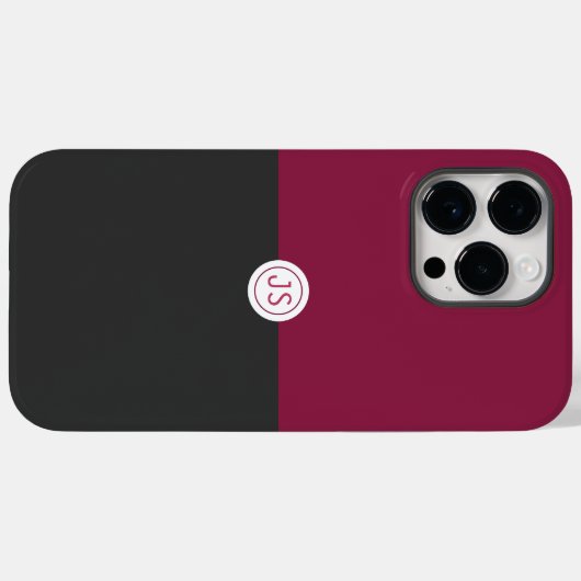 Elegant Burgundy and Black Monogram Case-Mate iPhoneケース (裏面 (横))