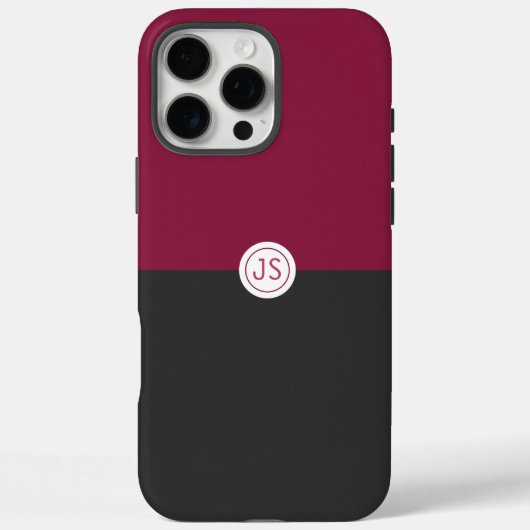 Elegant Burgundy and Black Monogram Case-Mate iPhoneケース (裏面)