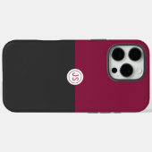 Elegant Burgundy and Black Monogram Case-Mate iPhoneケース (裏面 (横))