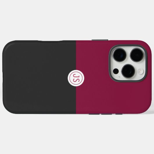 Elegant Burgundy and Black Monogram Case-Mate iPhoneケース (裏面 (横))