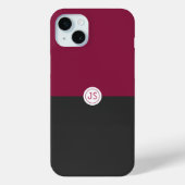 Elegant Burgundy and Black Monogram Case-Mate iPhoneケース (裏面)